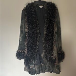 Faux Fur Trimmed Cardigan